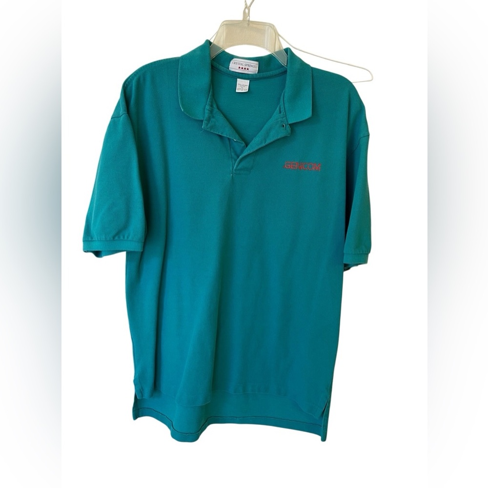 Vintage Crystal Springs Teal Green Polo Shirt • Made in the USA